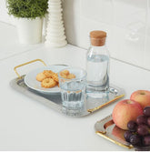 IKEA HUSBEHOV Tray, Rectangular Decorative Mirrored Serveware Platter Set of 2 Stainless Steel
